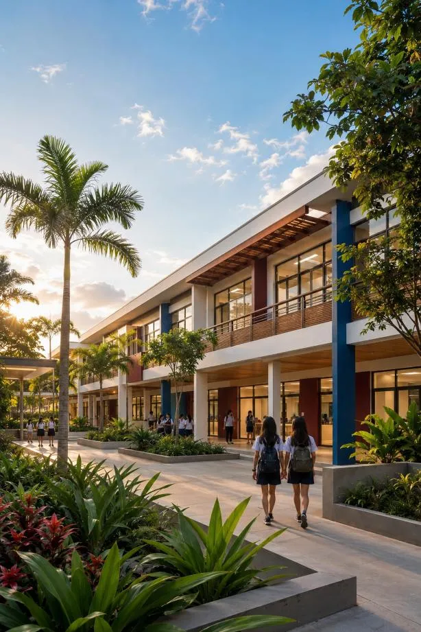 Campus moderno de Bright Minds International en construcción en Tarapoto, San Martín